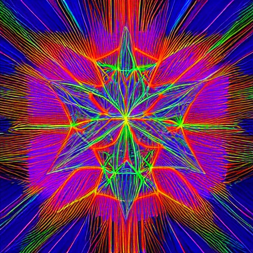 Image similar to Morgan Freeman, generative art, neon, string art, janusz jurek, 4k HDR