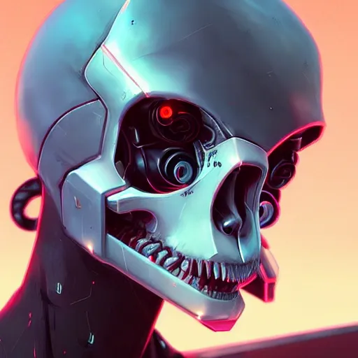 Image similar to a cyberpunk ram skull, by guweiz and wlop and ilya kuvshinov and artgerm and josan gonzalez, digital art