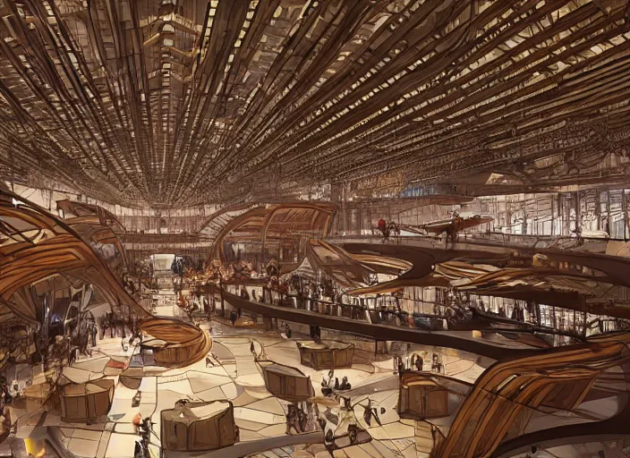 Prompt: alibaba headquarters interior designed by vavestudio, pico arts, rendered by artgerm and greg rutkowski and alphonse mucha