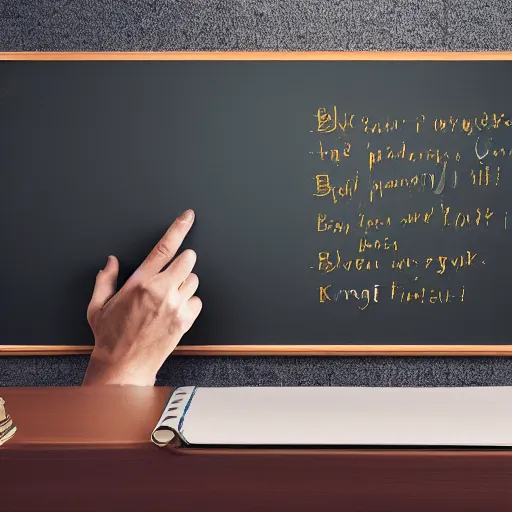 Prompt: an oil painting of a teacher being a font of wisdom towards their students with a blackboard 8k octane render