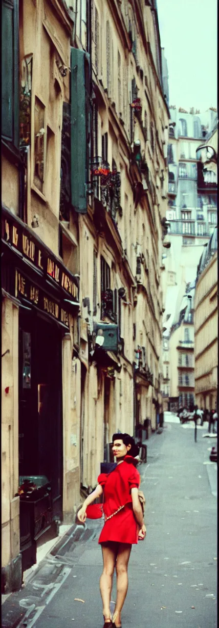 Image similar to Paris. 35mm film . Amelie color palette