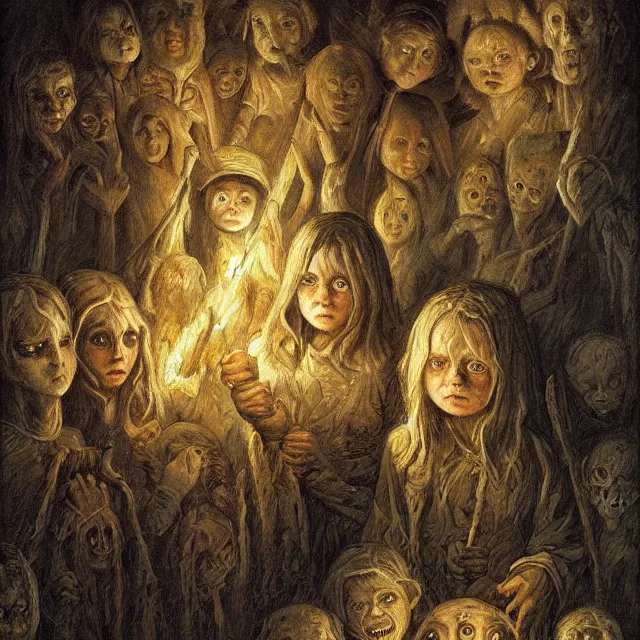 Image similar to a painting of the children of the grave by johfra bosschart, dark fantasy art, high detail, trending on artstation