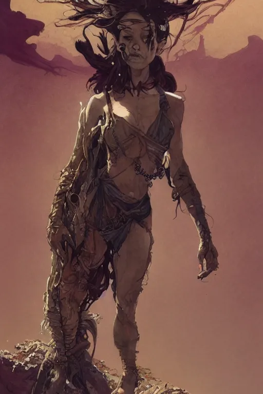 Image similar to a full body portrait of a beautiful post apocalyptic offworld desert savage rogue in ballet pose by the emerald oasis pools, intricate, elegant, highly detailed, digital painting, artstation, concept art, smooth, sharp focus, illustration, art by krenz cushart and artem demura and alphonse mucha