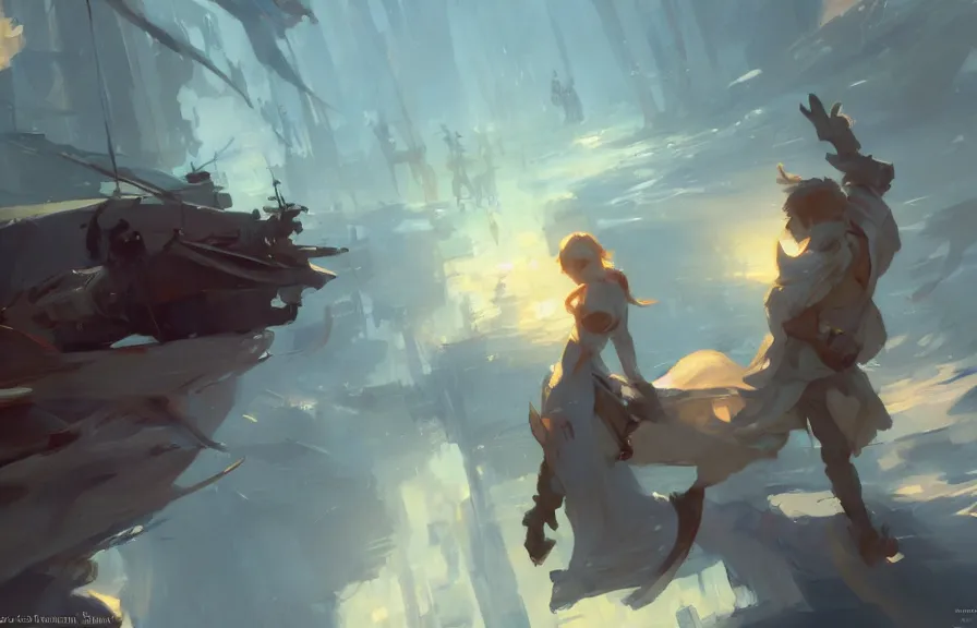 Image similar to greg manchess concept art of the overfish dimension, key visual, ambient lighting, highly detailed, digital painting, artstation, concept art, sharp focus, by makoto shinkai and akihiko yoshida and hidari and wlop and greg rutkowski