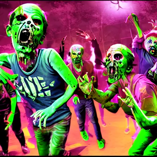 Image similar to zombies at a rave, highly detailed photorealistic