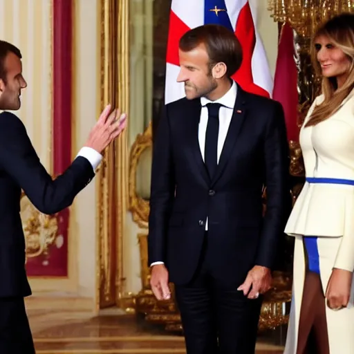 Image similar to macron flirting with melania trump