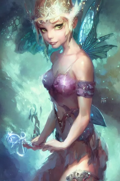 Image similar to a portrait of a cute magical fantasy fairy girl by Frank Frazetta, WLOP and ross tran