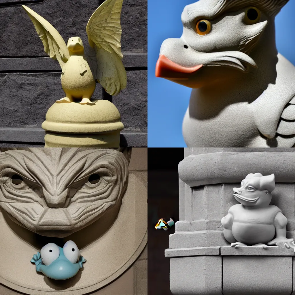 Prompt: A Gargoyle of a Rubber Duck