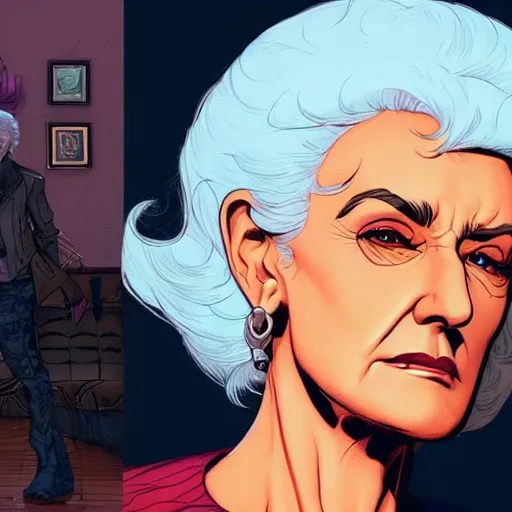 Image similar to portrait of bea arthur. sharp focus, cinematic pose, cinematic lighting, unreal engine render. art by josan gonzales and moebius and deathburger.