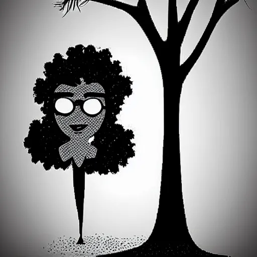 Image similar to cartoon tree, woman's face