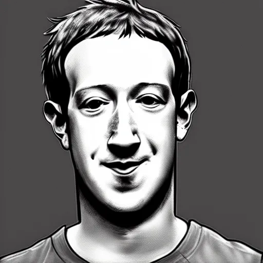 Prompt: a scribbled sketch of Mark Zuckerberg, black and white