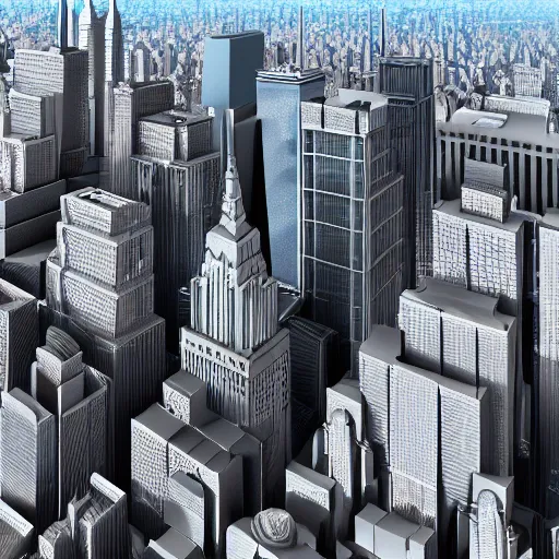 Image similar to miniature 3 d model of new york city skyline, 3 d render, octane render