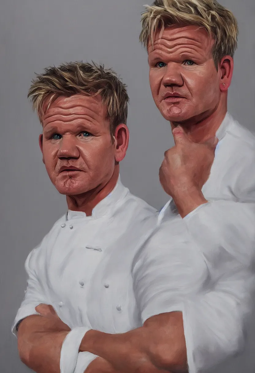 Prompt: A medium full shot portrait of Gordon Ramsay, oil on canvas, classicism style