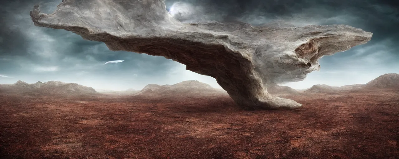 Image similar to surrealist alien landscape, realistic photography, 8k, hd