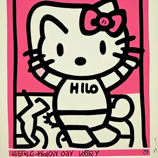 Sanrio Hello Kitty Poster Black Cartoon Poster Wall Art Sticky