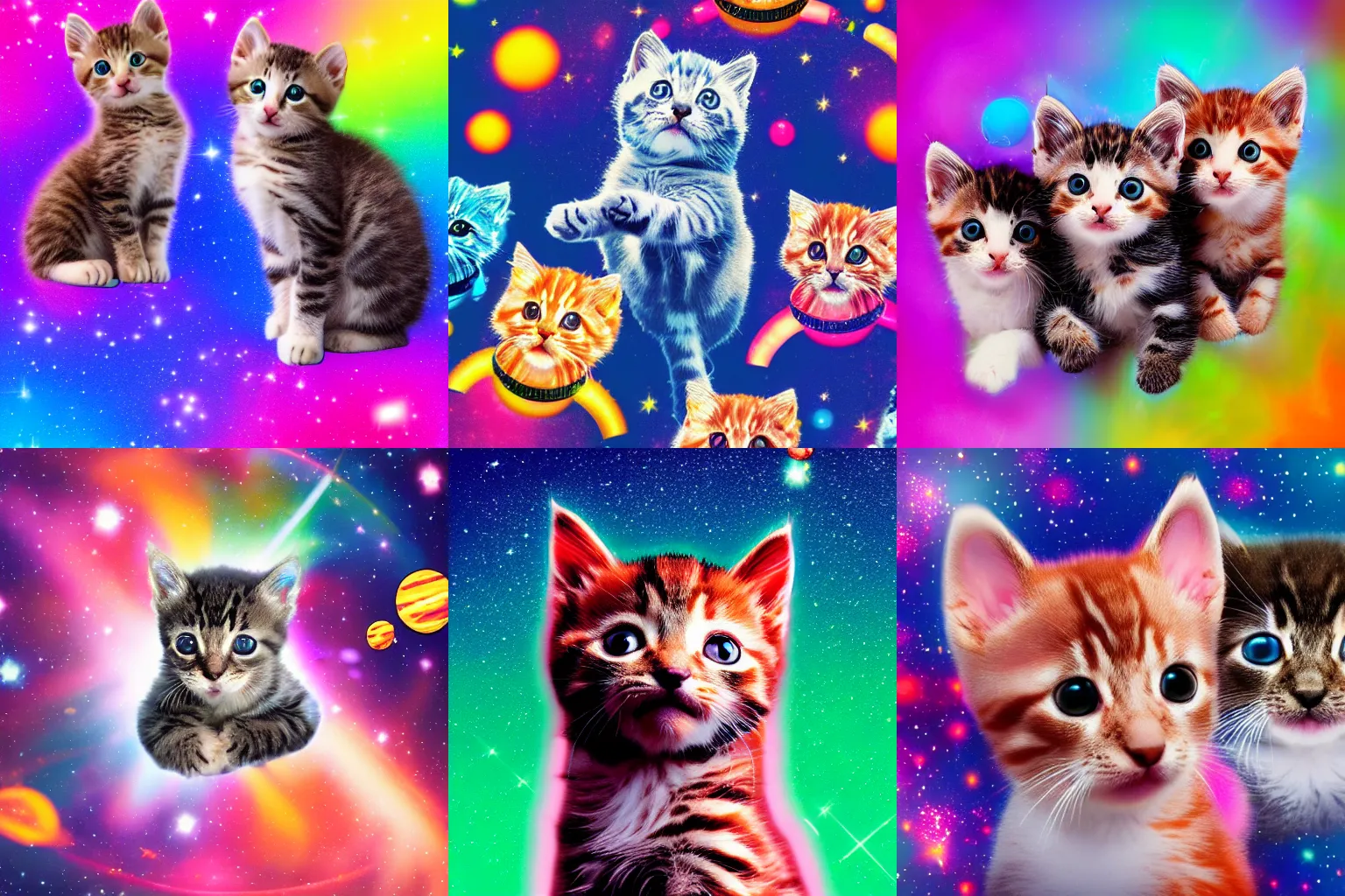 Prompt: kittens in outer space, hypercolor, very colorful, HQ, 4k