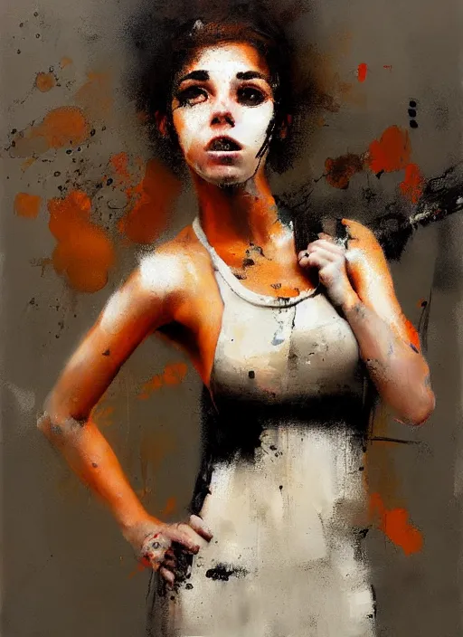 Image similar to a portrait of a pretty sewer punk young lady by andre kohn