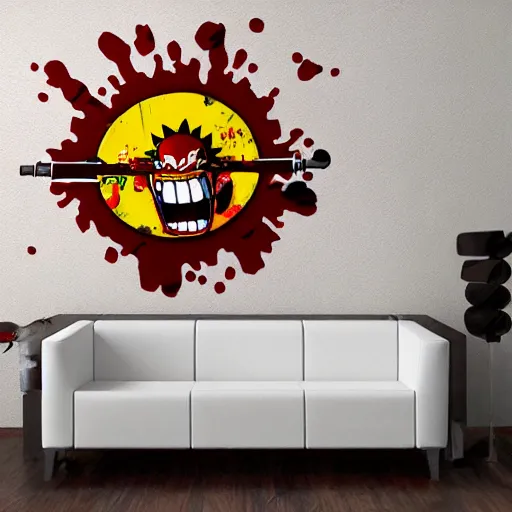 Image similar to die cut sticker, gatling attack by luffy, splatter paint