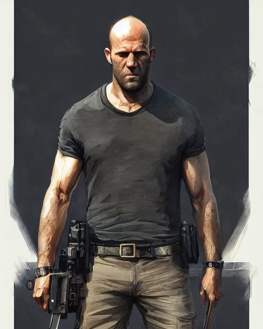 Image similar to jason statham, cinematic, stunning, highly detailed, digital painting, artstation, smooth, hard focus, illustration, art by artgerm and greg rutkowski and alphonse mucha