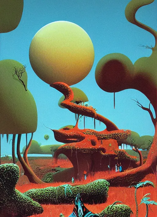 Prompt: photorealistic image of a retro minimalism, naturecore, by roger dean, by dean ellis