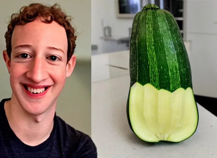 Image similar to a zucchini that looks like marc zuckerberg