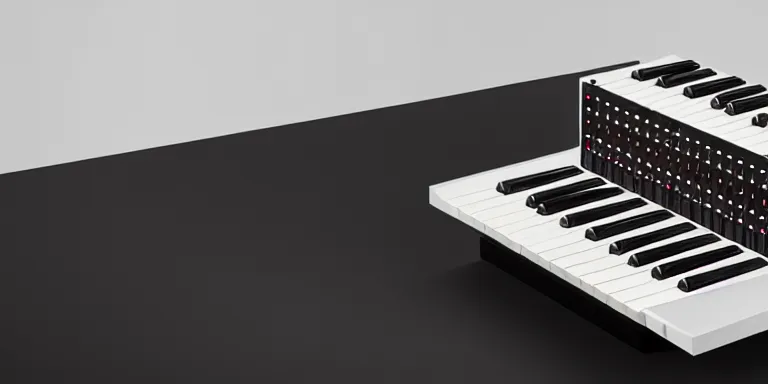 Image similar to dezeen showroom , minimalissimo, archdaily, ignant, teenage engineering moad, mother of all decks, product design concept, product shot of moog melotron juno synthesizer made by jony ives , love hulten, dieter rams, 8k, high detailed photo