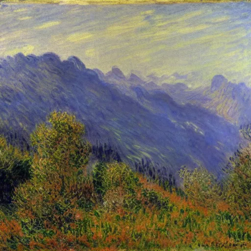 Image similar to Claude Monet Mountainous Landscape, 1860, oil on canvas