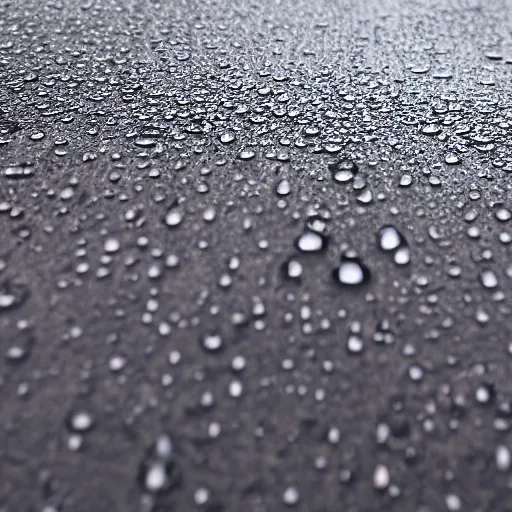 Image similar to closeup photo of raindrop hitting pavement, hyperdetailed, 8 k, high resolution.