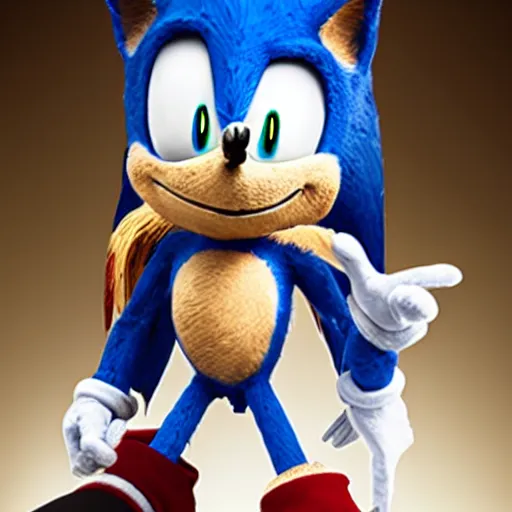 Image similar to photo of mummified sonic the hedgehog