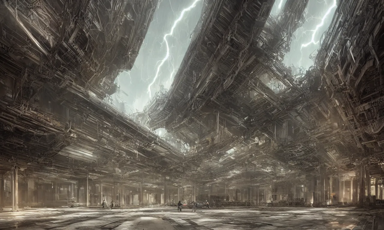 Image similar to a beautiful detailed highly detailed portal architecture unfinished building building industrial architecture urbex by renzo piano, tron otherworldly bladerunner 2 0 4 9 dramatic lightning, archdaily, wallpaper, highly detailed, trending on artstation.