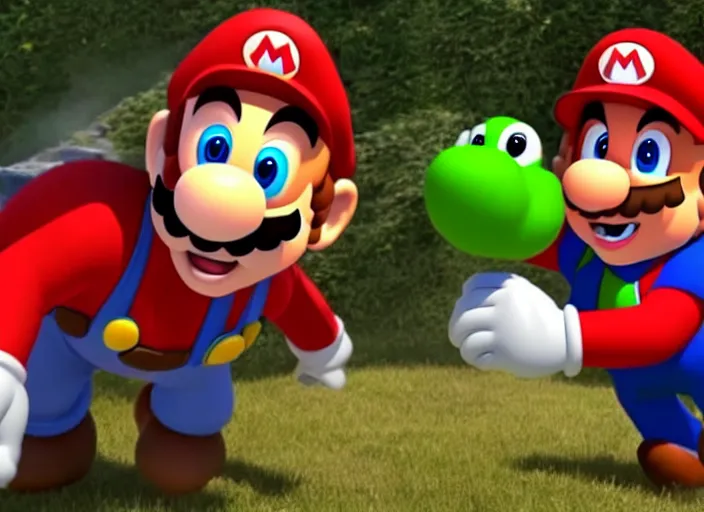 Image similar to film still of mario and yoshi in the new sci - fi movie, 8 k