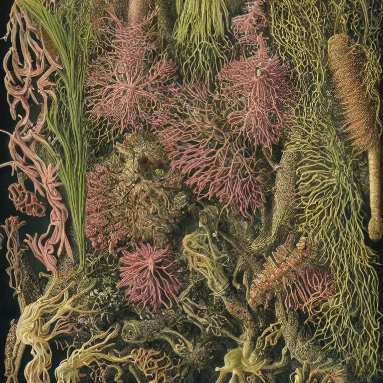 Prompt: hyperrealistic detailed illustration of the natural biological world by ernst haeckel