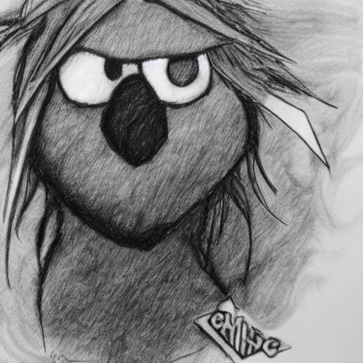 Prompt: grunge drawing of elmo