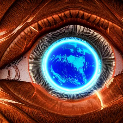 Image similar to the earth inside the eye, closeup, octane render, 8 k, realistic