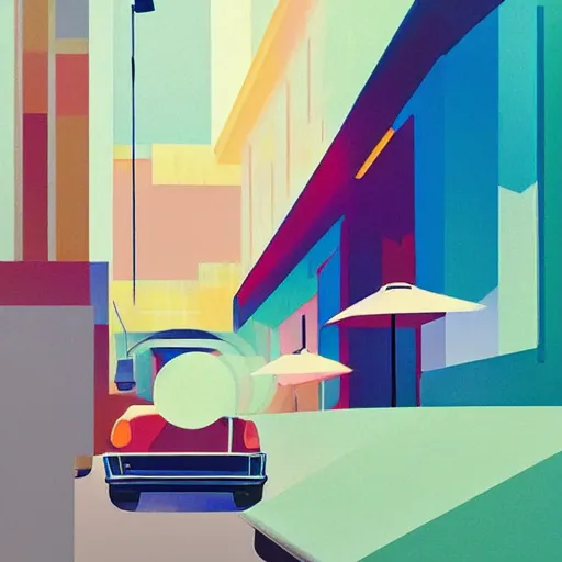 Image similar to 🌈 🛰 abstract jazz music by atey ghailan and edward hopper