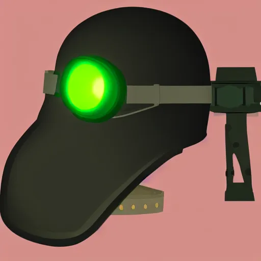 Image similar to illustration of a tactical military helmet with night vision goggles