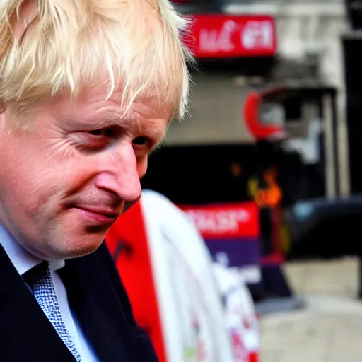 Prompt: boris johnson looking depressed while wearing a maid dress