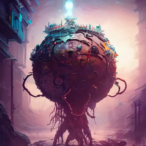 Image similar to the time eater, intricate, abstract, magical, wacky, dreadful, horror, concept art by Tooth Wu, by WLOP, by Beeple, by Dan Mumford, by Greg Rutkowski, Octane Render, digital painting highly detailed, trending on Artstation