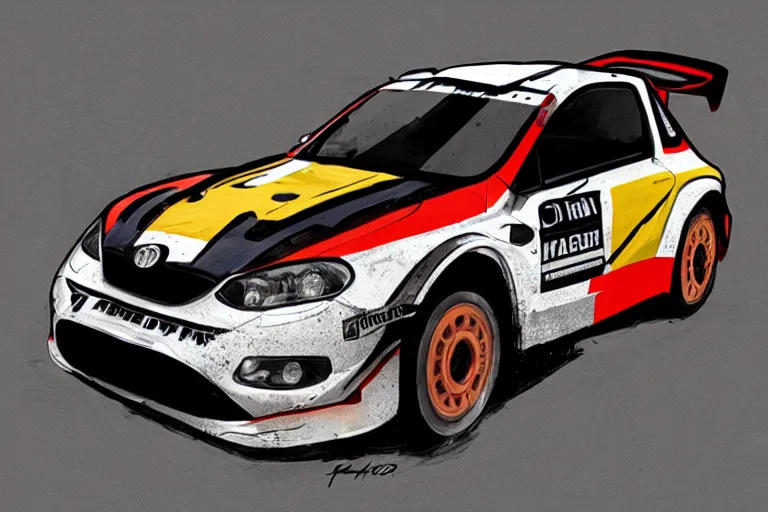 Image similar to a rally car in the style of rafael albuquerque