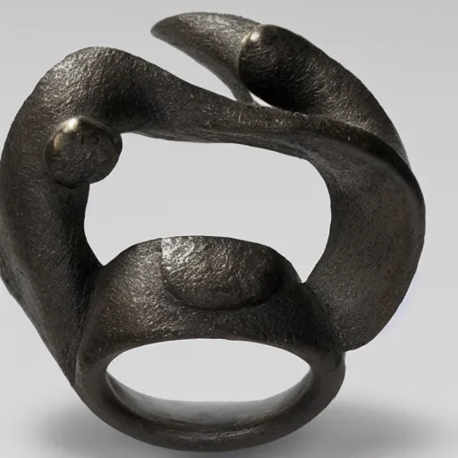 Image similar to a ring made of cast metal designed by leonora carrington