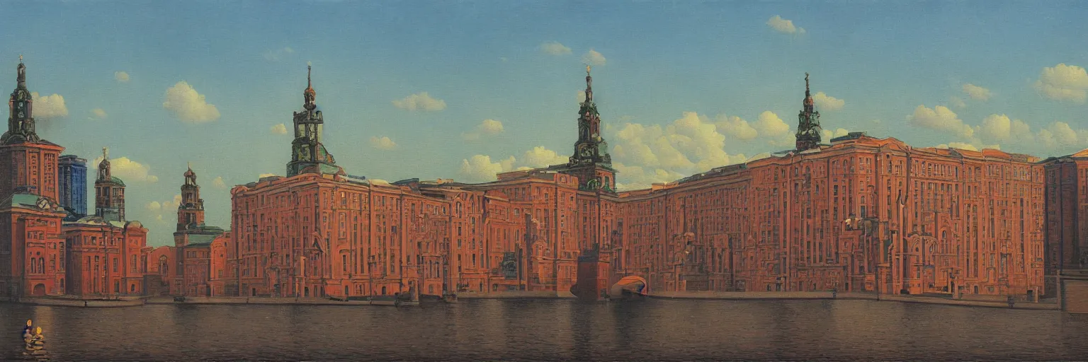 Prompt: saint petersburg cityscape oil painting magritte