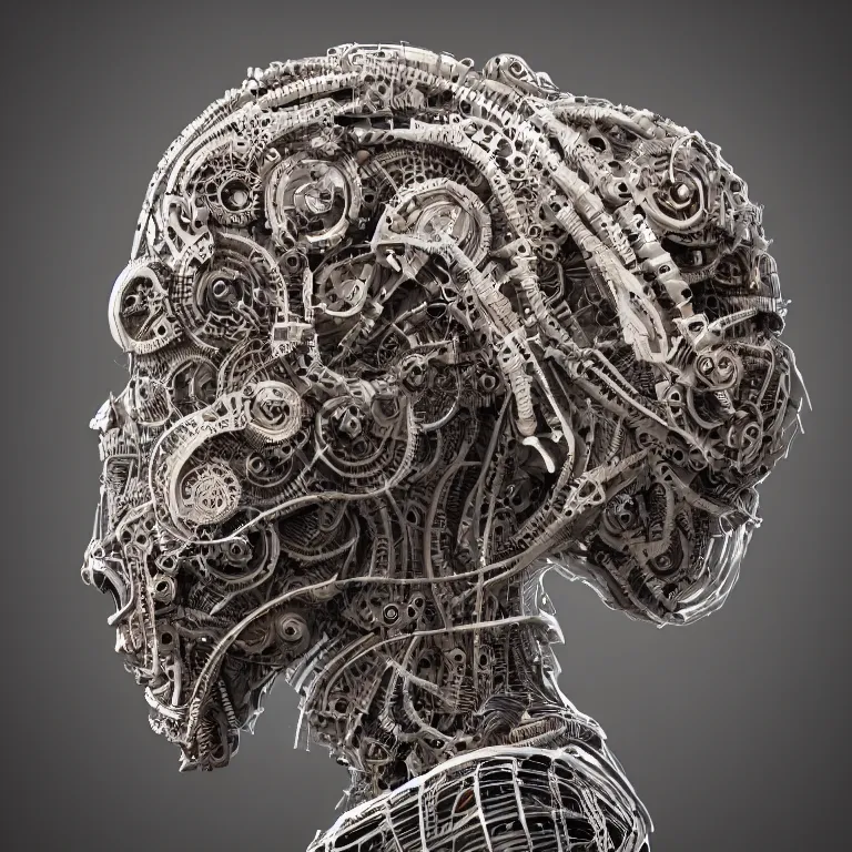 Image similar to surreal biomechanical spinal ribbed tribal organic face portrait of mechanical animal, beautiful detailed intricate insanely detailed 3D render digital art, octane render, 8K artistic photography, photorealistic