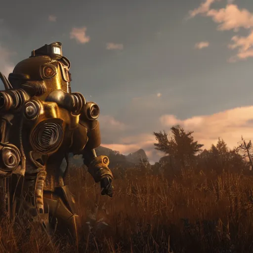 Image similar to screenshot of fallout 5, ultra realistic!!!, golden hour, sharp focus