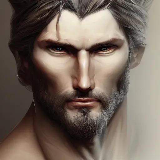 Prompt: a portrait of a man made entirely of marble, D&D, fantasy, elegant, hopeful, muscular, highly detailed, digital painting, artstation, concept art, smooth, sharp focus, illustration