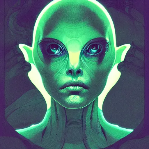 Image similar to portrait top light, by killian eng and joe fenton and martin deschambault and conrad roset, inspired by alien movie 1 9 7 9, green duotone print, etching, fine, sharp high detail,