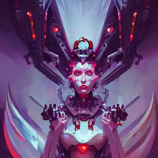 Image similar to a portrait of a beautiful mecha demonic duchess of hell, cyberpunk concept art by pete mohrbacher and wlop and artgerm and josan gonzales, digital art