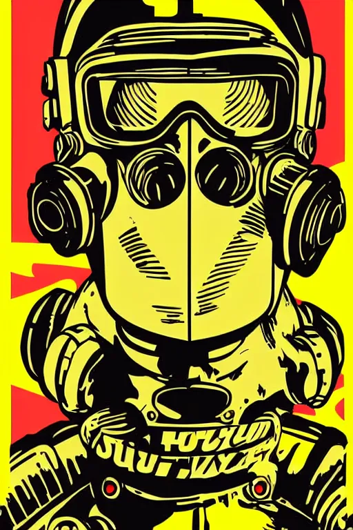 Image similar to fallout 7 6 retro futurist illustration art by butcher billy, sticker, colorful, illustration, highly detailed, simple, smooth and clean vector curves, no jagged lines, vector art, smooth andy warhol style