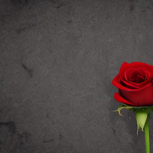 Prompt: a flower in a wasteland, one single flower, red rose, destroyed swampland, ultra - realistic, 4 k, gray background, dead trees, one lone flower, concept art,