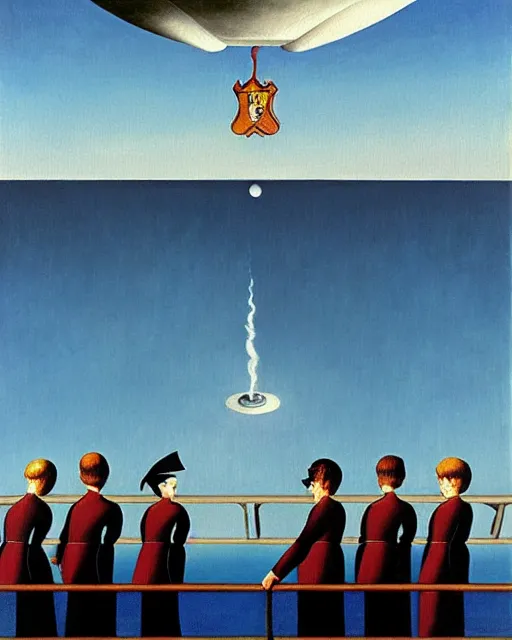 Image similar to harry potter on the bridge of the uss enterprise painting by magritte