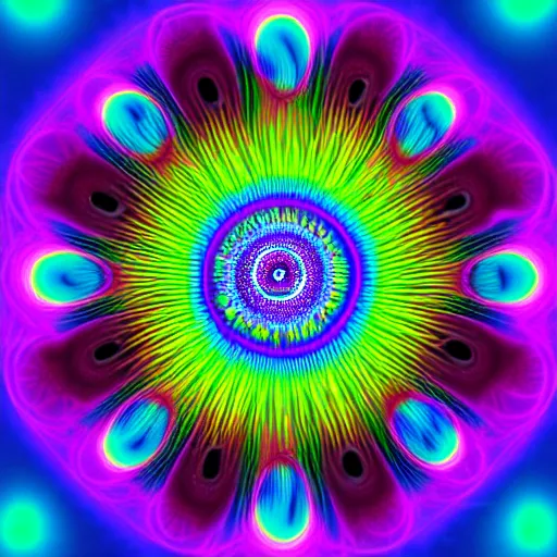 Prompt: organic passionflower eyeball fractals made of psychedelic LSD DMT open eye visuals, Shpongle, cinema4d